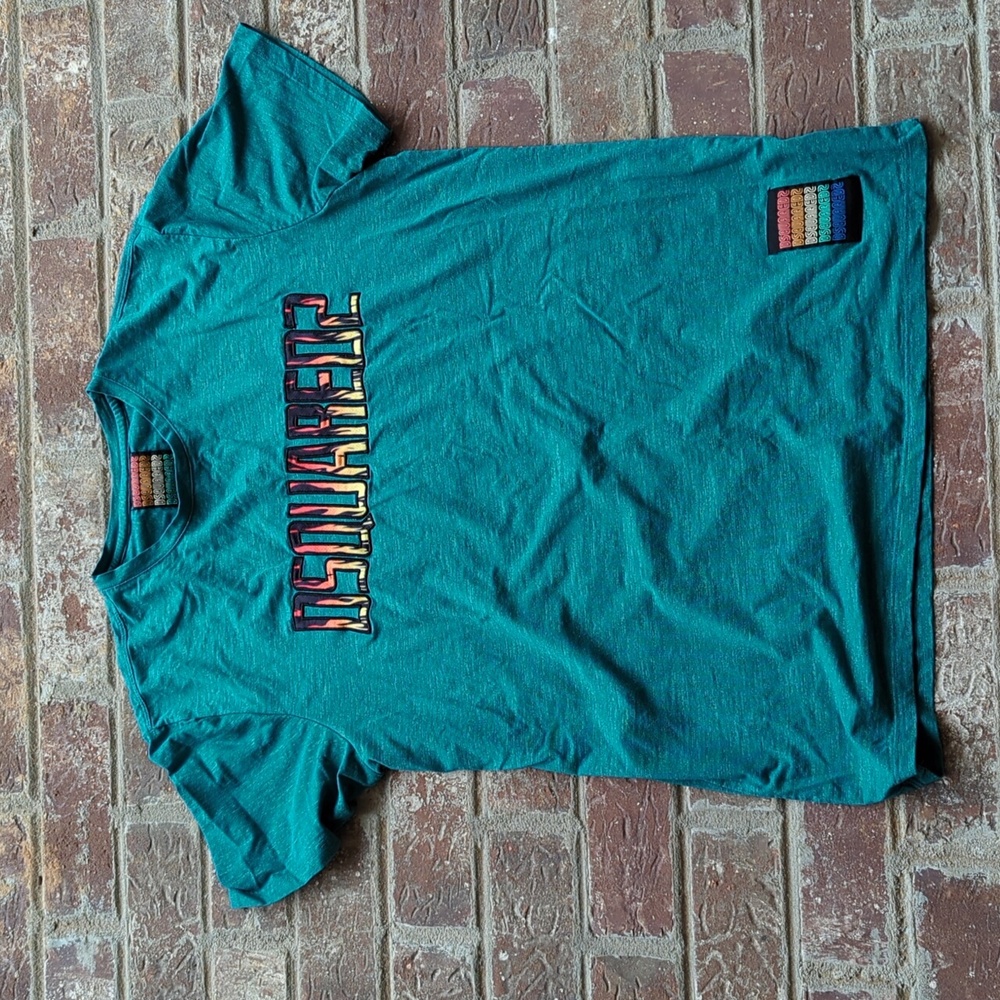 DSquared2 Icon Teal Logo Embroidered Flame Tshirt